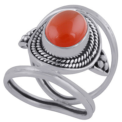 Stunning Artisan Crafted Carnelian Oval Shape 925 Sterling Solid Silver Ring - R3402863-7