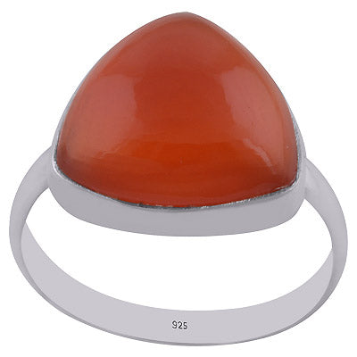 Gorgeous Plain Collet Carnelian Triangle Shape 925 Sterling Solid Silver Ring - R3402877-4
