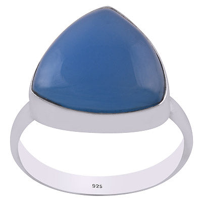 Gorgeous Plain Collet Blue Chalcedony Triangle Shape 925 Sterling Solid Silver Ring - R3402877-6