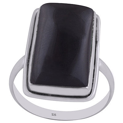 Gorgeous Plain Collet Black Onyx Rectangle Shape 925 Sterling Solid Silver Ring - R3402881-11