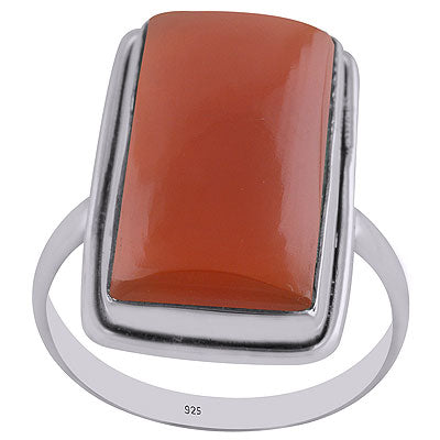 Gorgeous Plain Collet Carnelian Rectangle Shape 925 Sterling Solid Silver Ring - R3402881-13