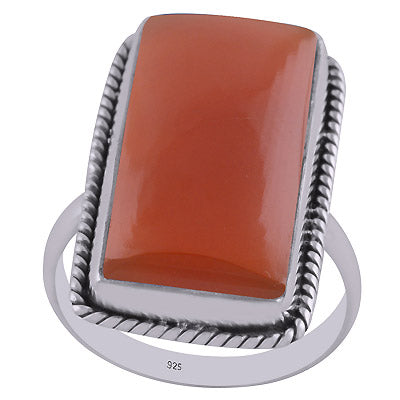 Authentic Wire Work Around Carnelian Rectangle Shape 925 Sterling Solid Silver Ring - R3402885-5