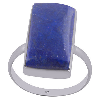 Stunning Shape Gemstone Lapis Rectangle Shape 925 Sterling Solid Silver Ring - R3402888-4