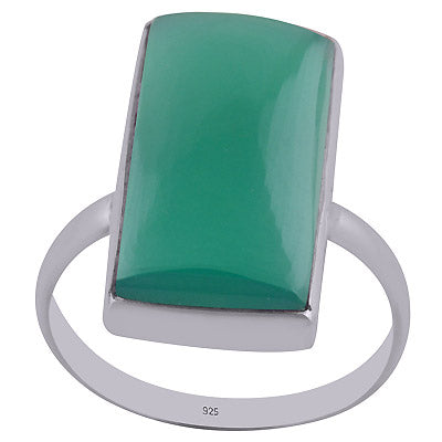 Stunning Shape Gemstone Green Onyx Rectangle Shape 925 Sterling Solid Silver Ring - R3402888-6