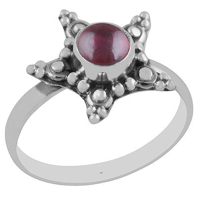 Stunning Star Rawa Around Garnet Round Shape 925 Sterling Solid Silver Ring - R3402893-2