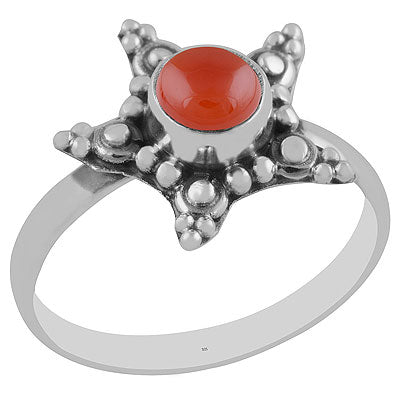Stunning Star Rawa Around Carnelian Round Shape 925 Sterling Solid Silver Ring - R3402893-7
