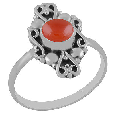 Elegant Work Around Green Onyx Round Shape 925 Sterling Solid Silver Ring - R3402894-6