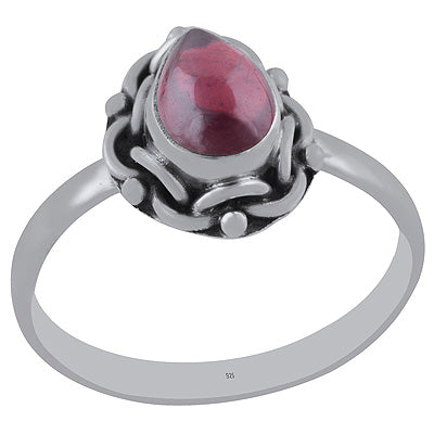 Unique Handmade Design Around Garnet Pear Shape 925 Sterling Solid Silver Ring - R3402896-2