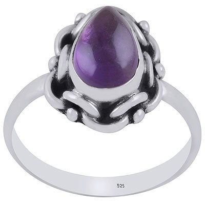 Unique Handmade Design Around Amethyst Pear Shape 925 Sterling Solid Silver Ring - R3402896-31