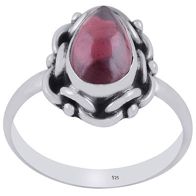 Unique Handmade Design Around Garnet Pear Shape 925 Sterling Solid Silver Ring - R3402896-32