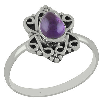 Beautiful Handcrafted Amethyst Pear Shape 925 Sterling Solid Silver Ring - R3402897-1