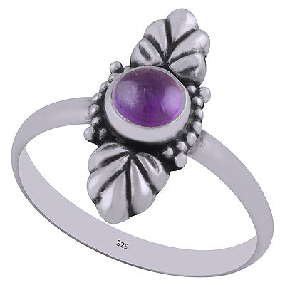 Authentic Work Around Amethyst Round Shape 925 Sterling Solid Silver Ring - R3402901-1