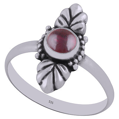 Authentic Work Around Garnet Round Shape 925 Sterling Solid Silver Ring - R3402901-2