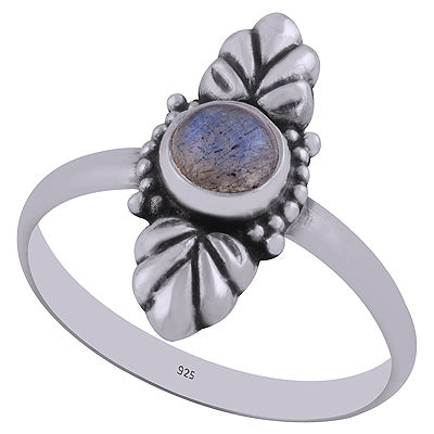 Authentic Work Around Labradorite Round Shape 925 Sterling Solid Silver Ring - R3402901-4