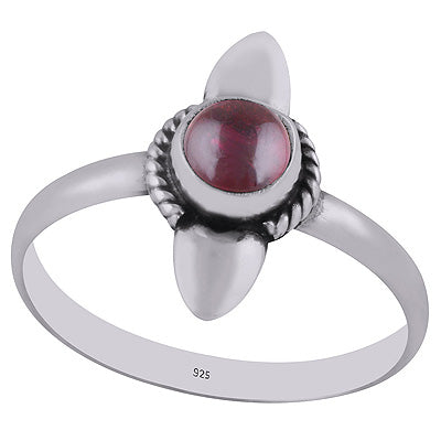 Authentic Work Around Garnet Round Shape 925 Sterling Solid Silver Ring - R3402903-2