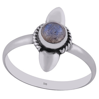Authentic Work Around Labradorite Round Shape 925 Sterling Solid Silver Ring - R3402903-4