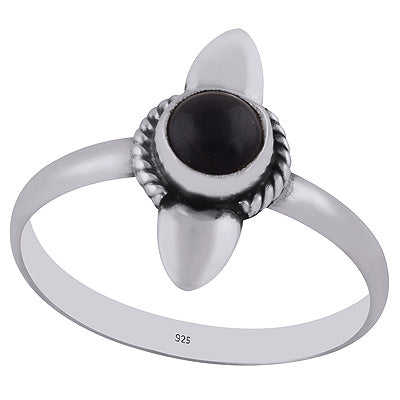 Authentic Work Around Black Onyx Round Shape 925 Sterling Solid Silver Ring - R3402903-7