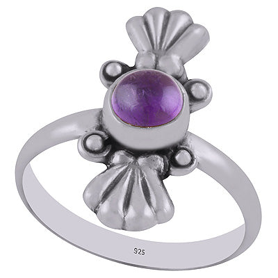 Authentic Work Around Amethyst Round Shape 925 Sterling Solid Silver Ring - R3402905-1