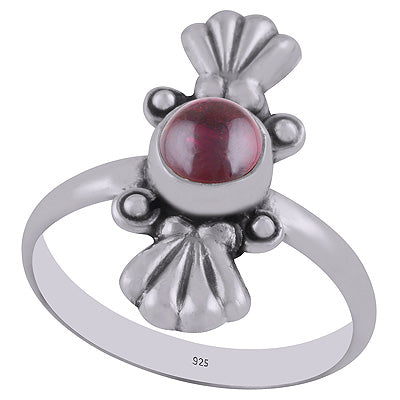 Authentic Work Around Garnet Round Shape 925 Sterling Solid Silver Ring - R3402905-2