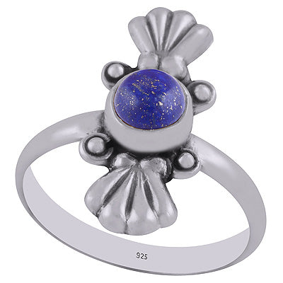 Authentic Work Around Lapis Round Shape 925 Sterling Solid Silver Ring - R3402905-5