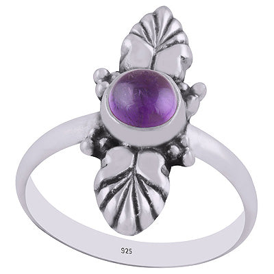 Authentic Work Around Amethyst Round Shape 925 Sterling Solid Silver Ring - R3402907-1
