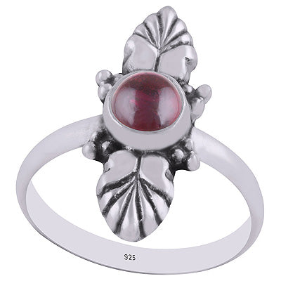 Authentic Work Around Garnet Round Shape 925 Sterling Solid Silver Ring - R3402907-2