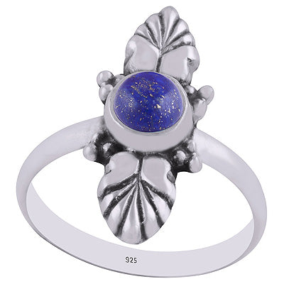 Authentic Work Around Lapis Round Shape 925 Sterling Solid Silver Ring - R3402907-5