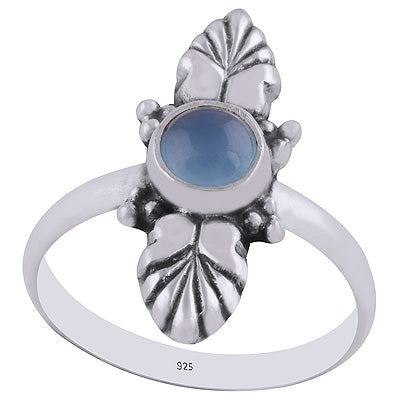 Authentic Work Around Blue Chalcedony Round Shape 925 Sterling Solid Silver Ring - R3402907-9