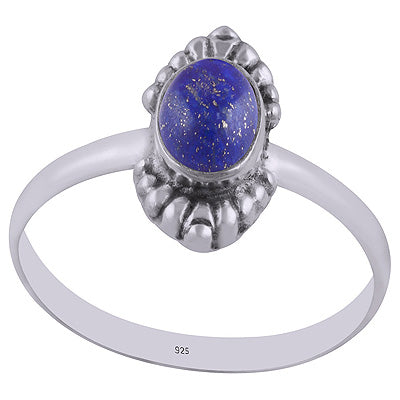 Authentic Hand Work Lapis Oval Shape 925 Sterling Solid Silver Ring - R3402908-5