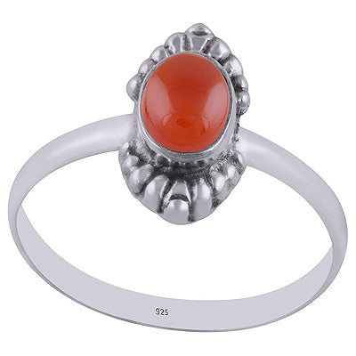 Authentic Hand Work Carnelian Oval Shape 925 Sterling Solid Silver Ring - R3402908-6