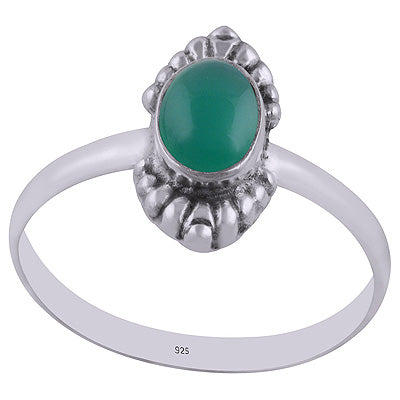 Authentic Hand Work Green Onyx Oval Shape 925 Sterling Solid Silver Ring - R3402908-7