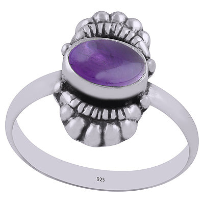 Gorgeous Bold Design Amethyst Oval Shape 925 Sterling Solid Silver Ring - R3402909-1