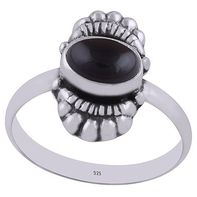 Gorgeous Bold Design Black Onyx Oval Shape 925 Sterling Solid Silver Ring - R3402909-11