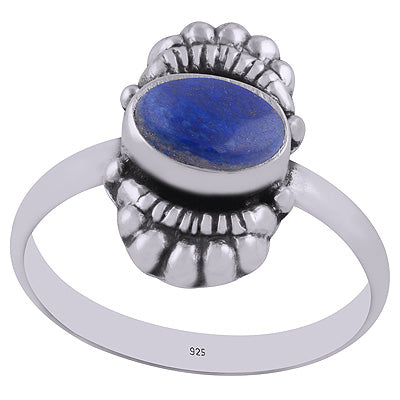 Gorgeous Bold Design Lapis Oval Shape 925 Sterling Solid Silver Ring - R3402909-5