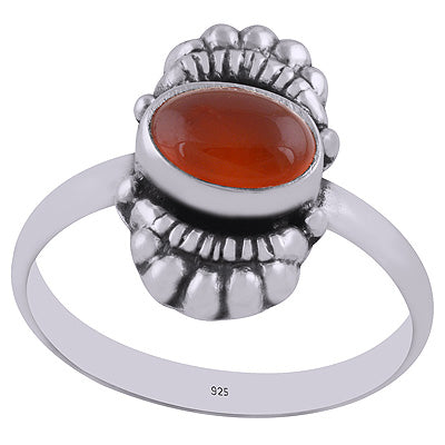Gorgeous Bold Design Carnelian Oval Shape 925 Sterling Solid Silver Ring - R3402909-6