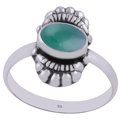 Gorgeous Bold Design Green Onyx Oval Shape 925 Sterling Solid Silver Ring - R3402909-7