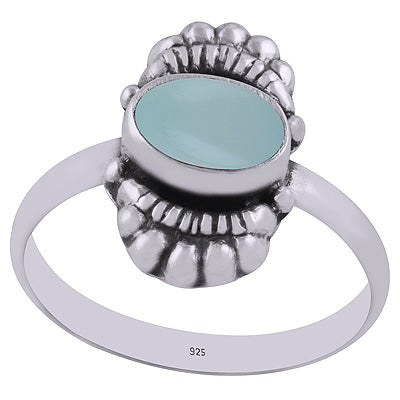 Gorgeous Bold Design Aqua Chalcedony Oval Shape 925 Sterling Solid Silver Ring - R3402909-9