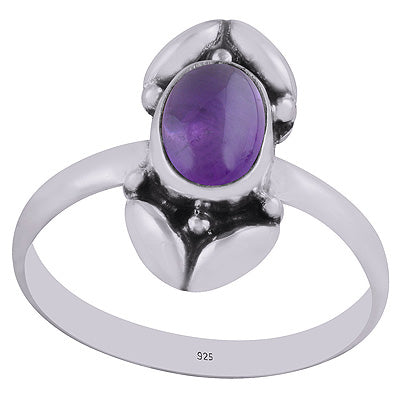 Gorgeous Bold Work Amethyst Oval Shape 925 Sterling Solid Silver Ring - R3402910-1