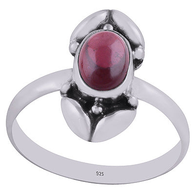 Gorgeous Bold Work Garnet Oval Shape 925 Sterling Solid Silver Ring - R3402910-2