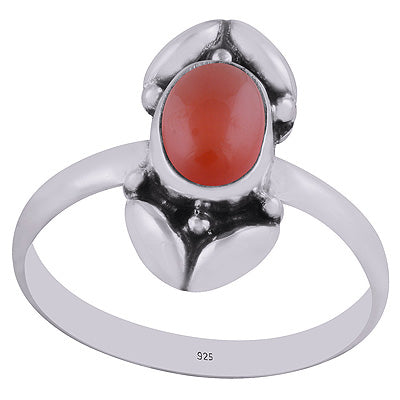 Gorgeous Bold Work Carnelian Oval Shape 925 Sterling Solid Silver Ring - R3402910-6