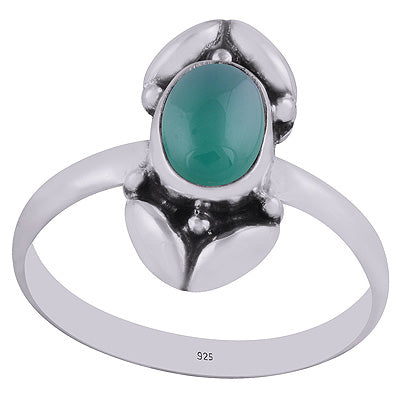 Gorgeous Bold Work Green Onyx Oval Shape 925 Sterling Solid Silver Ring - R3402910-7