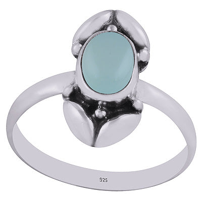 Gorgeous Bold Work Aqua Chalcedony Oval Shape 925 Sterling Solid Silver Ring - R3402910-9