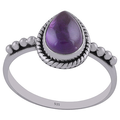 Gorgeous Rawa & Wire Work Around Amethyst Pear Shape 925 Sterling Solid Silver Ring - R3402911-1