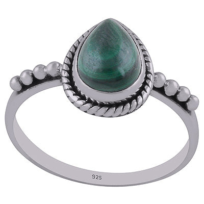 Gorgeous Rawa & Wire Work Around Malachite Pear Shape 925 Sterling Solid Silver Ring - R3402911-14