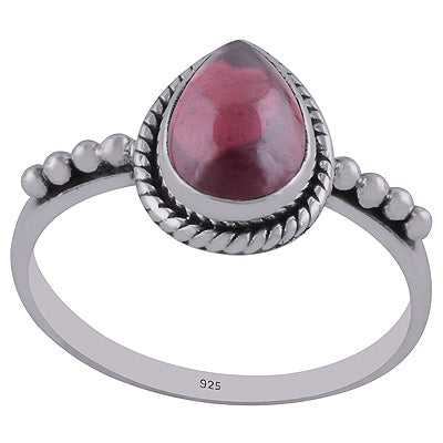 Gorgeous Rawa & Wire Work Around Garnet Pear Shape 925 Sterling Solid Silver Ring - R3402911-2