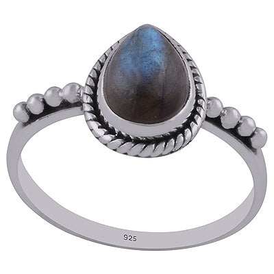 Gorgeous Rawa & Wire Work Around Labradorite Pear Shape 925 Sterling Solid Silver Ring - R3402911-5