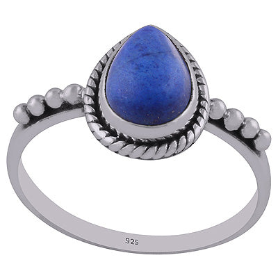 Gorgeous Rawa & Wire Work Around Lapis Pear Shape 925 Sterling Solid Silver Ring - R3402911-6