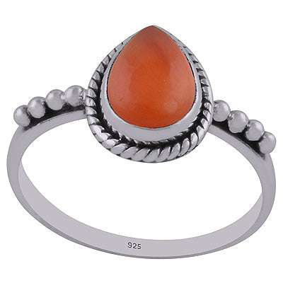 Gorgeous Rawa & Wire Work Around Carnelian Pear Shape 925 Sterling Solid Silver Ring - R3402911-7