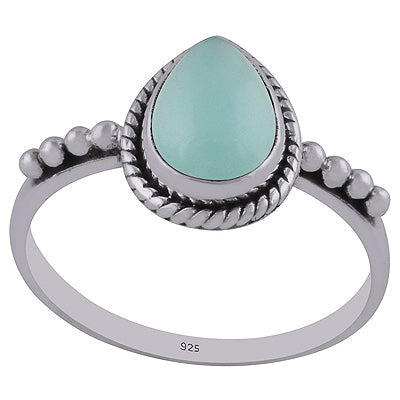 Gorgeous Rawa & Wire Work Around Aqua Chalcedony Pear Shape 925 Sterling Solid Silver Ring - R3402911-9