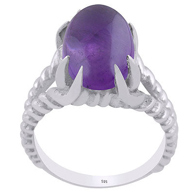 Unique Stone Setting Amethyst Oval Shape 925 Sterling Solid Silver Ring - R3402917-1